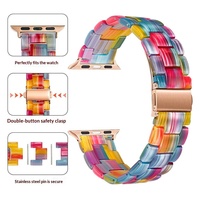 Bracelet de montre en acier inoxydable et résine acétate à trois maillons en fibre de verre pour Apple Watch Series 11 10, bracelet de remplacement