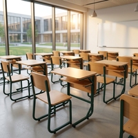Ensemble de bureau et chaise d'écolier individuel en bois avec structure métallique pour salle de classe