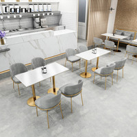 Fabriek Groothandel Restaurant Tafel Set Meubels Custom Size Marmeren Tafel Top Moderne Restaurant Meubelen Set