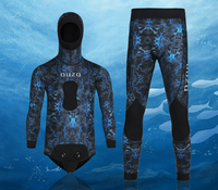 Wetsuit selam musim dingin untuk pria, nilon 5mm, berinsulasi tebal, model split body, berkerudung, kamuflase, untuk berburu ikan, surfing, dan menyelam dalam.