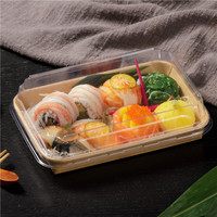 Barquettes à sushi en papier kraft de haute qualité, luxueuses, anti-fuites, portables, de qualité alimentaire, avec couvercle, pour la restauration