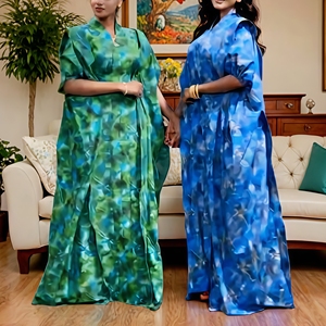 Nueva llegada mujeres Dubai turco <span class=keywords><strong>Toga</strong></span> estilo africano nuevo estampado vestido de talla grande - Product Image 3