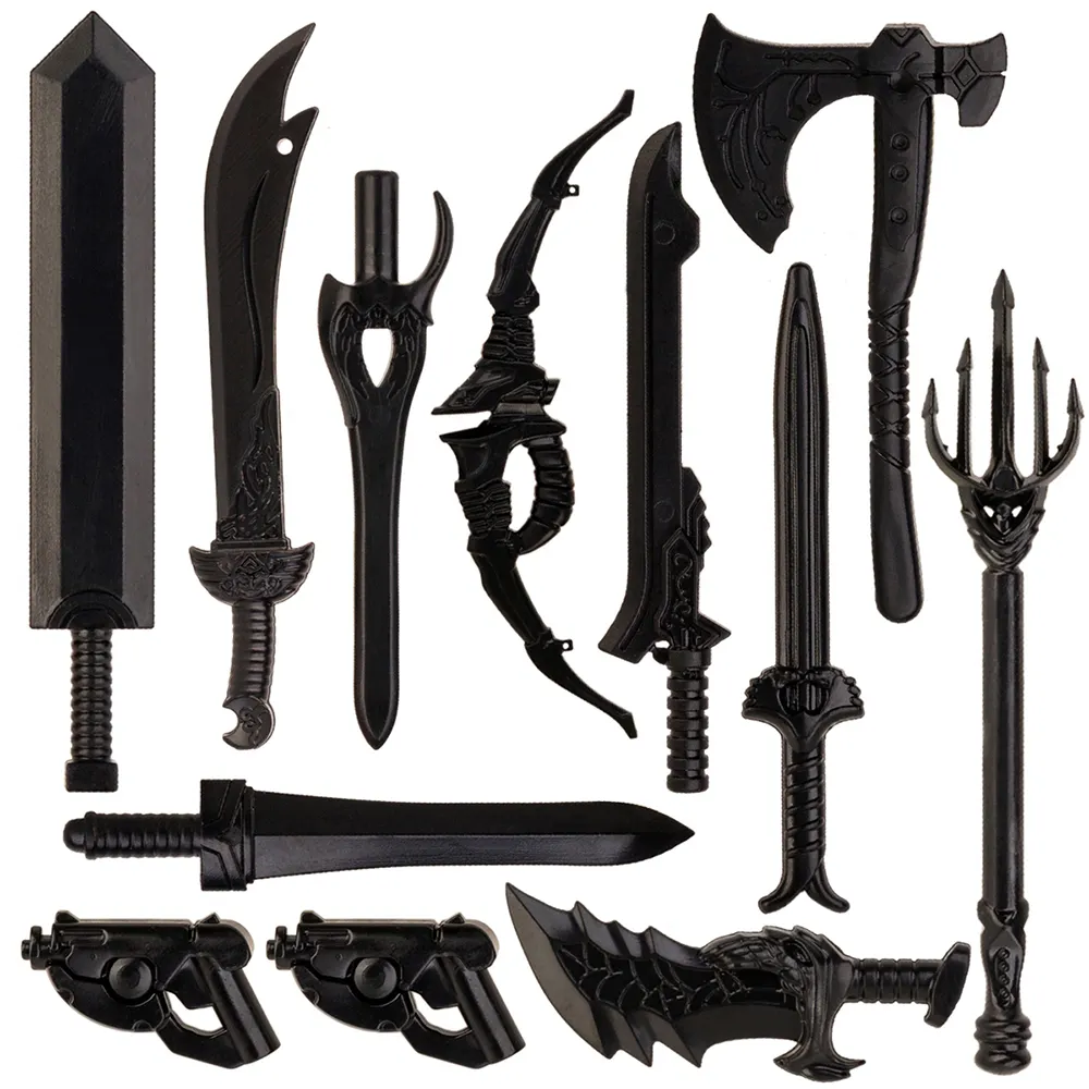 Medieval World of Warcraft Weapon Bow Arrow Shield Sword Knife Featured Figure Accessories Building Blocks Kids Toys ARM031-054