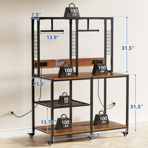 Banc de travail pour imprimante 3D industrielle avec étagère de rangement et support pour filaments, 1200x900x400mm, structure métallique - Product Image 3