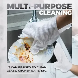 10PCS Disposable Eco-Friendly <b>Dust</b> Cleaning Gloves Non-woven Fish Scale Design Zenidoo Brand White 23x20cm Kitchen Use Clean - Product Image 2