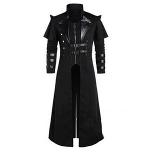 Costumes de cosplay d'anime médiévaux HP, vêtements pour hommes, veste longue noire vintage, gothique, steampunk, punk, trench-coat, vêtements de chevalier noble - Product Image 2