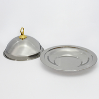 Plateau de service de luxe en acier inoxydable avec couvercle en dôme, plat à nourriture avec couvercle, plat de service avec couvercle