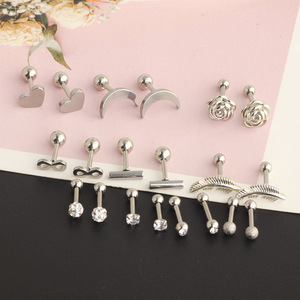 Yw 18 Stks/set Lot 316L Rvs Neus Ring Set Lip Labret Tong Piercings Lot 16G Wenkbrauw Oor Helix piercing Sieraden - Product Image 6