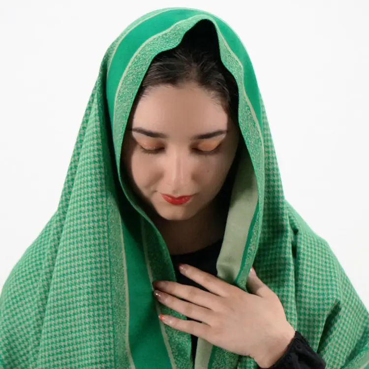 高級デザイナー冬フェイクカシミヤスカーフイスラム教徒厚手千鳥格子ヒジャーブタッセル女性用パシュミナショールブランケット卸売業者