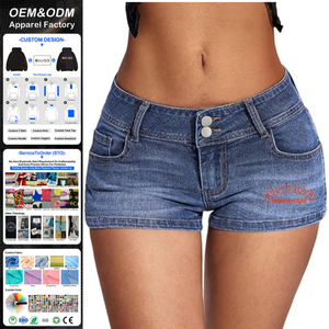 <span class=keywords><strong>Shorts</strong></span> in Jeans Personalizzati alla Moda, <span class=keywords><strong>Sexy</strong></span> a Vita Bassa, Elasticizzati, <span class=keywords><strong>Mini</strong></span> <span class=keywords><strong>Shorts</strong></span> in Denim di Cotone per Donne - Product Image 1