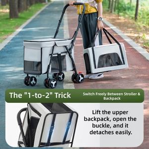 छोटे/बड़े कुत्तों के लिए लक्जरी डबल-लेयर फ्रेंडली एब्स सामग्री 4-पहिया फोल्डेबल स्ट्रैलर - Product Image 5