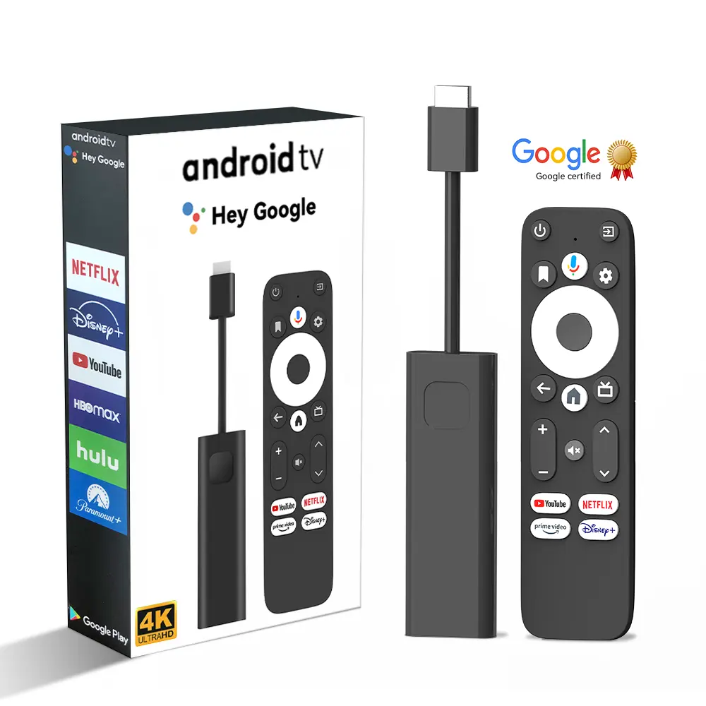 Android 11 bt commande vocale 2gb 16gb 4k ott smart Android TV box dongle certifié google android 4k tv stick