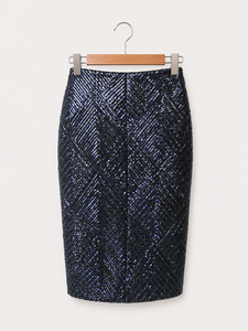 Jupe crayon de luxe à sequins pour femme, élégante, taille haute, longueur midi, moulante, idéale pour les soirées et tenues de soirée - Product Image 3