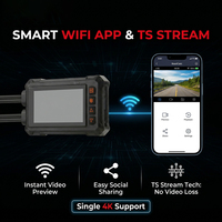 Caméra embarquée moto 2K+1080P double objectif étanche IP67 avec WiFi, capteur G, enregistrement en boucle et vision nocturne, technologie TS Stream M6