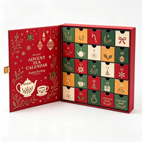 Individueller 25-Tage-Adventskalender Countdown-Geschenkbox für Süßigkeiten und Schokolade mit Bunten Illustrationsschubladen Magnetischem Deckel Tiefblau