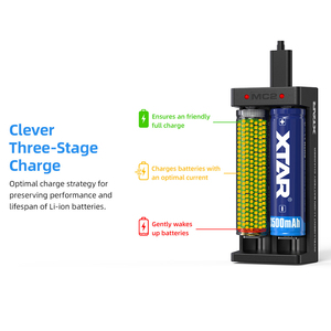 Livraison gratuite depuis l'entrepôt américain, chargeur de batterie portable original XTAR MC2 Type-C, charge rapide, batterie rechargeable Li-ion 18650 21700 26650 - Product Image 6