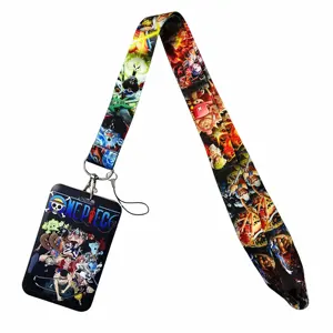 Mayorista Titular Llaveros Cuerdas para el cuello Titular de la tarjeta de identificación de dibujos animados Anime One Piece Key Lanyard Pass Card Cosplay Accesorio Regalo