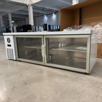 Congélateur commercial sous comptoir en acier inoxydable avec porte vitrée, table de travail réfrigérée, plan de travail, congélateur sous comptoir