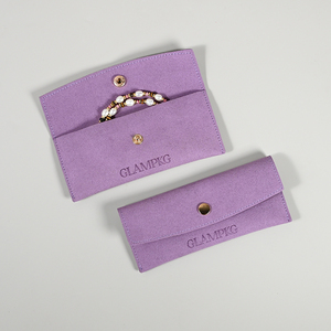 GLAMPKG 14*6cm Cosmetic <b>Make</b> <b>up</b> Envelop Pouch Microfiber Flap Watch Jewelry Storage Button <b>Bag</b> - Product Image 1