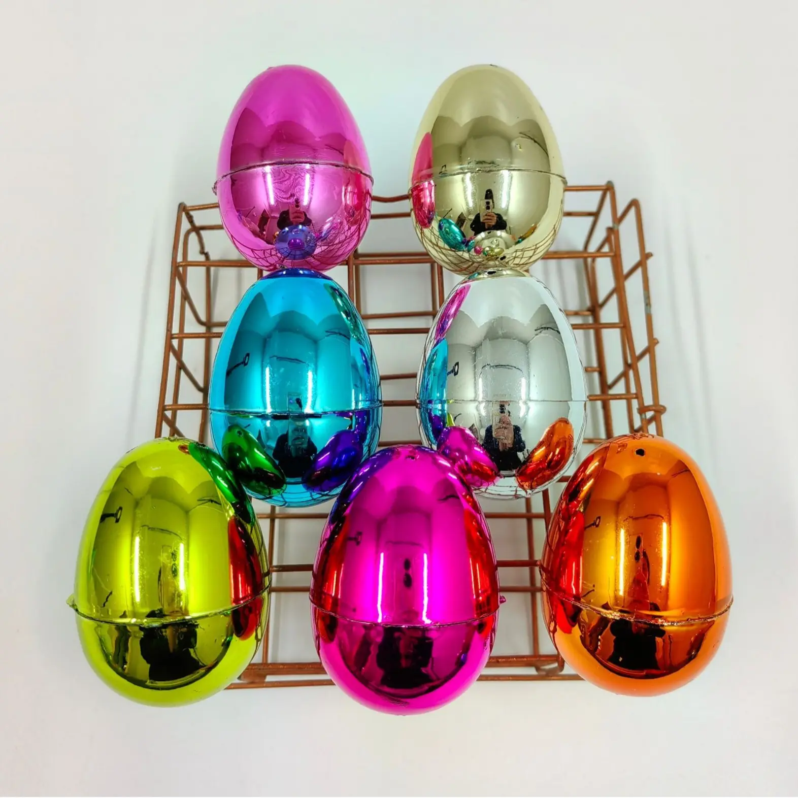 Wholesale Easter Party Decoration Simulation Egg Plastic Easter Eggs Assorted Colors Plastic Easter Basket Egg
