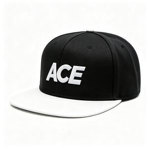 Custom 3D Embroidery ACE Snapback Cap Flat Brim 6 Panel Hip Hop Baseball Caps Wholesale Two Tone Unisex Fashion Canvas Four - Product Image 2
