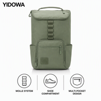 Sac à dos tactique MOLLE, sac de sport et de gym avec compartiment à chaussures, poches pour bouteille d'eau, pochette pour ordinateur portable, vert sauge