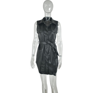 Abito in pelle sintetica tinta unita alla moda - Product Image 3