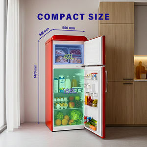210L A+ Energiezuinige Rode <span class=keywords><strong>Retro</strong></span> Stijl Koelkast Tweedeurs Bovenvriezer Dubbele Deur Koelkast - Product Image 5