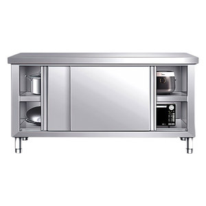 HELAXEN Edelstahl-Arbeitsstation Küchen-Arbeitstisch mit 2 Türen und Eingelassenen Zuggriffen Hochbelastbare Kochvorbereitungsstation - Product Image 1