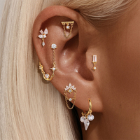 Ensemble de Piercings en Acier Inoxydable 14G 16G 20G Plaqué Or, Anneau de Nez, Anneau de Lèvre, Anneau de Langue, Bijoux Style Punk pour Mariage et Fête