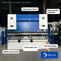 Prensa Plegadora Hidráulica CNC Semiautomática de Alta Precisión 200T 4000mm con Motor de Rodamientos WE67K para Plegado de Chapa Metálica, Control Delem DA-66T