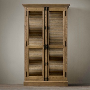 <span class=keywords><strong>Armario</strong></span> de roble vintage estilo rústico americano con persianas blancas, <span class=keywords><strong>armario</strong></span> para ropa, mueble de almacenamiento, mueble para dormitorio - Product Image 1
