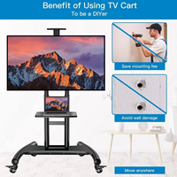 Support TV mobile d'angle motorisé avec trépied, support de moniteur, socle pivotant pour écran LCD LED audio, chariot TV sur pied