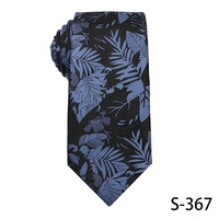 Cravate décontractée pour jeunes en microfibre anti-boulochage, bleu foncé, brodée de fleurs et rayée, idéale pour mariage et cadeau
