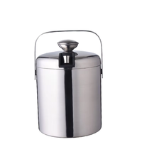 Seau à champagne en acier inoxydable 1,3 L à double couvercle avec poignée, double paroi, vente en gros usine