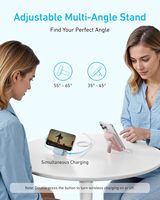 Chargeur portable magnétique sans fil Anker Zolo 10 000 mAh, charge rapide 45 W max, batterie externe, support réglable, câble USB-C