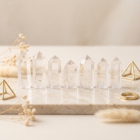 Piliers de cristal d'eau blanc naturel Pansha, pointus simple/double, 3,5-4 cm, coffret de décoration