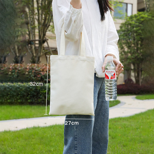 Bolsas ecológicas de algodón grueso de 8/10/12oz, bolsa de <span class=keywords><strong>playa</strong></span> plegable con asa, bolsas de compras baratas con logotipo personalizado - Product Image 1