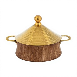 Casserole en bois fini, de qualité supérieure, faite à la main, design élégant, nouveau chauffe-plat en métal. - Product Image 1