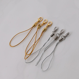 Correa de teléfono con cierre de mosquetón de un solo lazo en oro y plata, cordón metálico para accesorios de joyería DIY. - Product Image 5