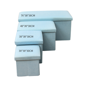 Cubo otomano de almacenamiento lujoso moderno directo de fábrica, taburete de pie plegable, asiento acolchado de tela tapizada, almacenamiento para reposapiés - Product Image 6