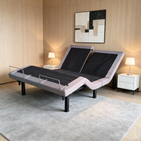 Base de lit électrique pliable à tête séparée, réglable, avec massage, éclairage sous le lit et télécommande sans fil – Vente en gros