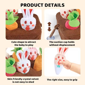 Jeu de récolte en peluche Lapin et Radis EPT, Jouet sensoriel éducatif à tirer et planter pour les tout-petits - Product Image 3