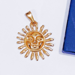 Hiphops-Colgante de acero inoxidable con diseño de Sol para hombre, colgante de color dorado con diseño de sol y sonrisa, resistente al agua - Product Image 2
