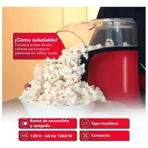 RCA RC-1025 Mini Electric Popcorn Maker Hot Air Household and Car Popcorn Machine with Measuring Plastic Lid