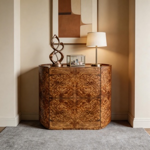Hot Sell Willow Burl Veneer <b>Sideboard</b> Retro Wooden Pattern Vintage Nightstand Living - Product Image 6