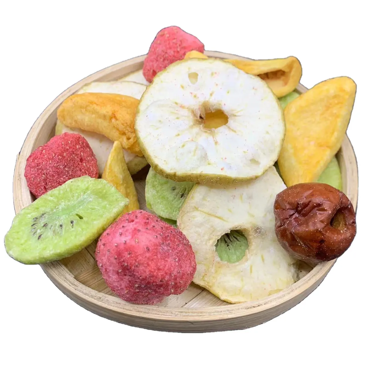 Healthy snacks dried fruits strawberries mangoes kiwifruit red dates vacuum frozen dried fruits and vegetables