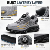 Chaussures de sécurité unisexes à embout d'acier avec fermeture à cadran, tige en maille respirante, semelle intermédiaire anti-perforation et semelle extérieure en TPU pour le travail (OEM)