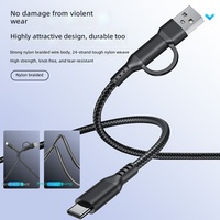 Kabel Pengisian Daya Cepat 60W 2-in-1 dengan Bahan Anyaman Nylon Braided Jacket 3A Kecepatan Tinggi Kompatibel untuk iPhone 15