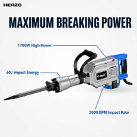Marteau démoliteur électrique HERZO 1700W, 60J